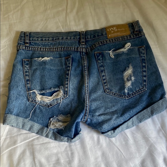 One Teaspoon Blue Distressed Jean Shorts - Picture 5 of 5